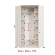 Кутова шафа-купе Стандарт 110х110х45х240