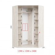 Кутова шафа-купе Стандарт 120х120х45х240