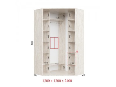 Кутова шафа-купе Стандарт 120х120х45х240