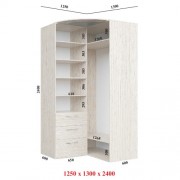 Кутова шафа-купе Стандарт 125х130х60х240