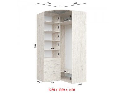 Кутова шафа-купе Стандарт 125х130х60х240