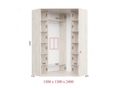 Кутова шафа-купе Стандарт 130х130х45х240