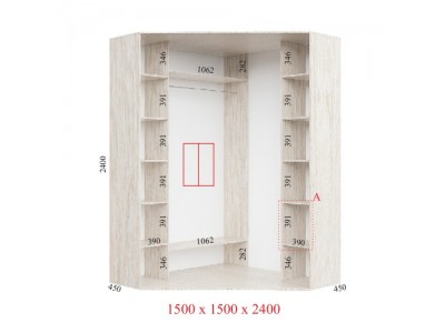 Кутова шафа-купе Стандарт 150х150х45х240