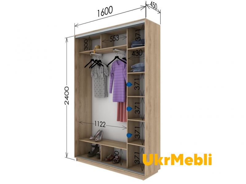 Шафа-купе дводверна 160х240х45 Шафа-купе дводверна 160х240х45